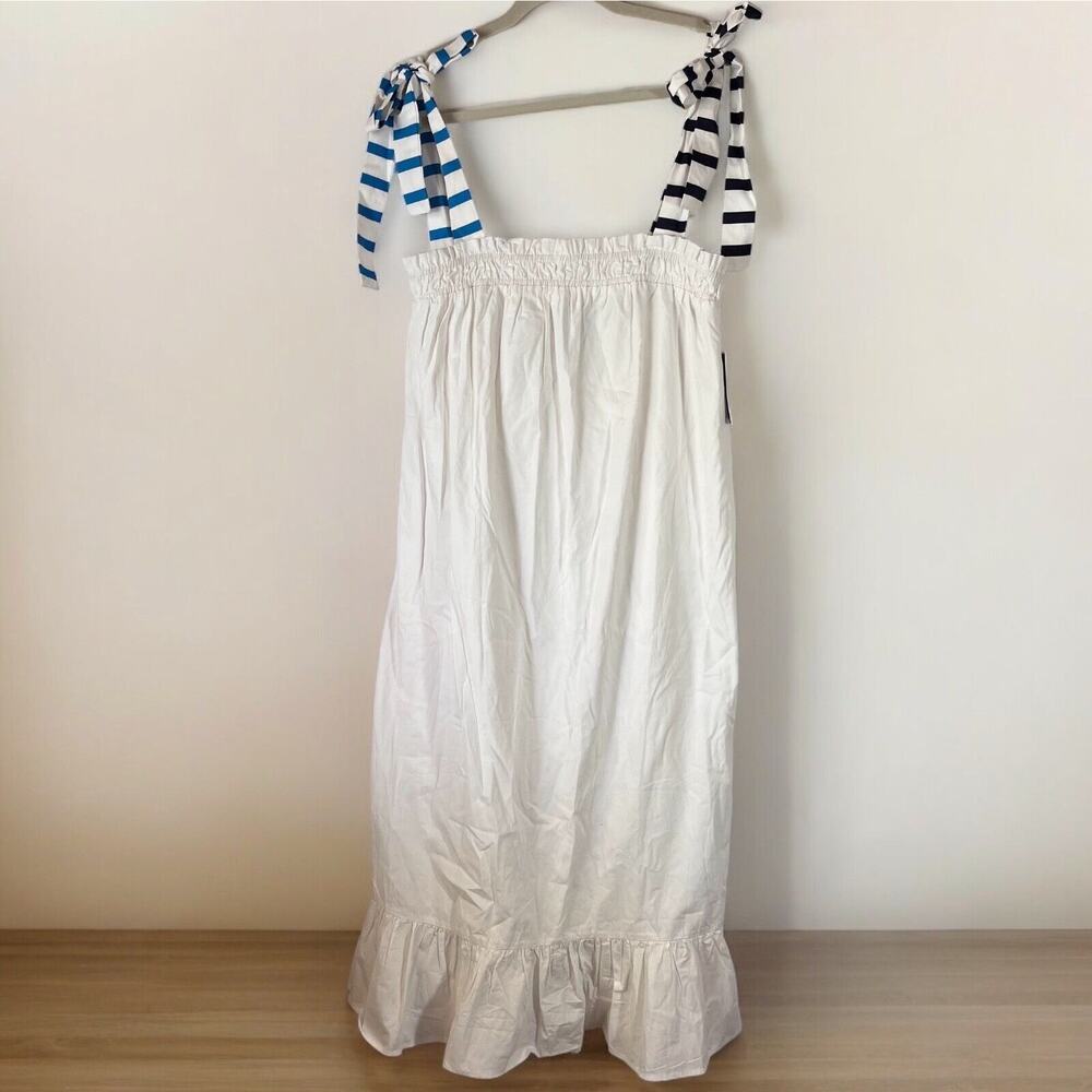 ADDISON BAY Bluff Maxi Dress Women White/Buoy Blue Stripes Sz L NWT